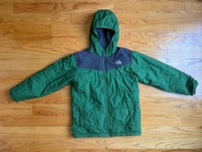 The North Face Green /Gray Boys Reversible Hooded Fleece Jacket Size L 14/16