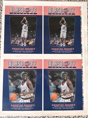 2000 Houston Rockets Blast Off Express Uncut Sheet