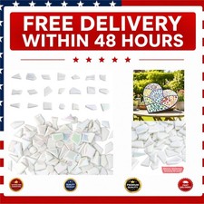 Youway Style White Iridescent Glass Mosaic Tiles 200g DIY Crafts