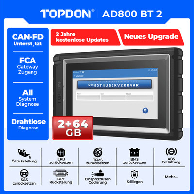 TOPDON AD800 BT 2.0 Profi KFZ OBD2 Diagnosegerät Bluetooth Alle System Deutsch