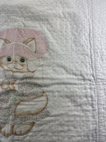 Vintage Spring Mills Handmade Pink Bonnet Floral Dress Kitty Cat Baby Girl Quilt - Picture 13 of 19