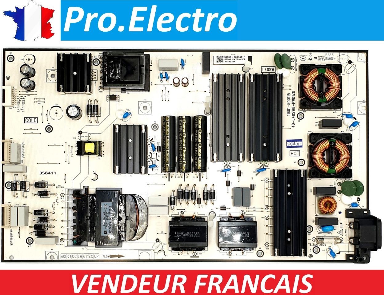 Bloc alimentation TCL 98P745 carte PSU 40-L40SW8-PWD1ZG de rechange