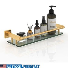 Tempered Glass Bathroom Shelf Heavy Duty Stainless Steel Storage Organizer New