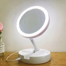1X/10X LED Magnifying Lighted Vanity Mirror Foldable Desk Makeup Flexible