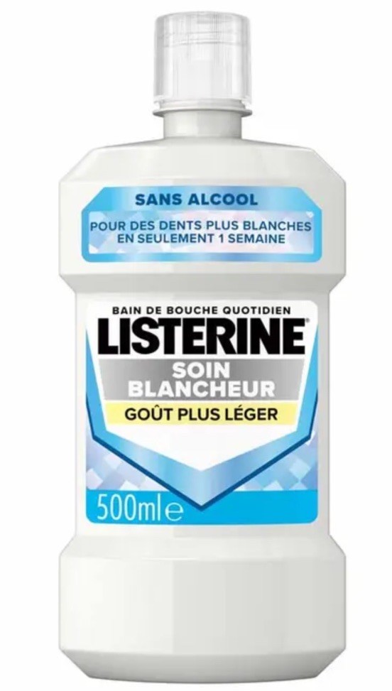 Listerine Bain de Bouche Soin Blancheur anti plaque dentaire lot de 2 500ml