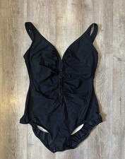 Vintage 1950 s 60 s Robby Len RARE Swimsuit Pinup Style Black Button Up SZ 18
