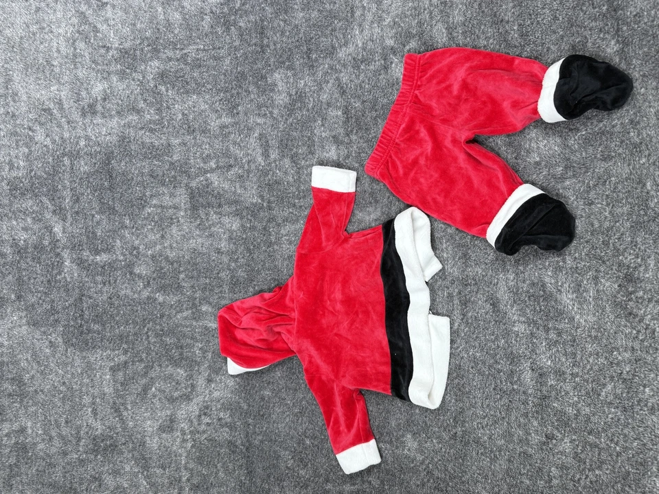 Conjunto de roupa miniwear terno de Papai Noel infantil 0-3 meses jaqueta vermelha com capuz pés calças - Imagem 3 de 3