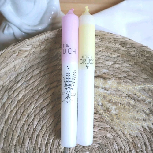 Kerzen 2 er Set Dip Dye I bunte Stabkerzen I mit Schriftzug I Geschenkidee 