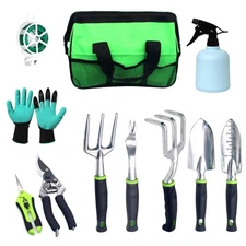 Garden Tool Set, 9 Piece Heavy Duty Gardening Tool Set, with Non-Slip Grip, S...