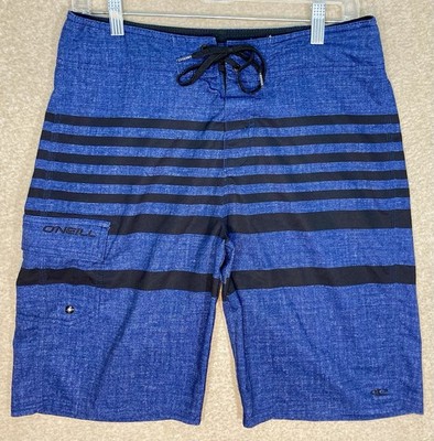 Oneill Boardshorts Mens 30 Blue Black Stripes Shorts Swim Trunks Bathing Suit