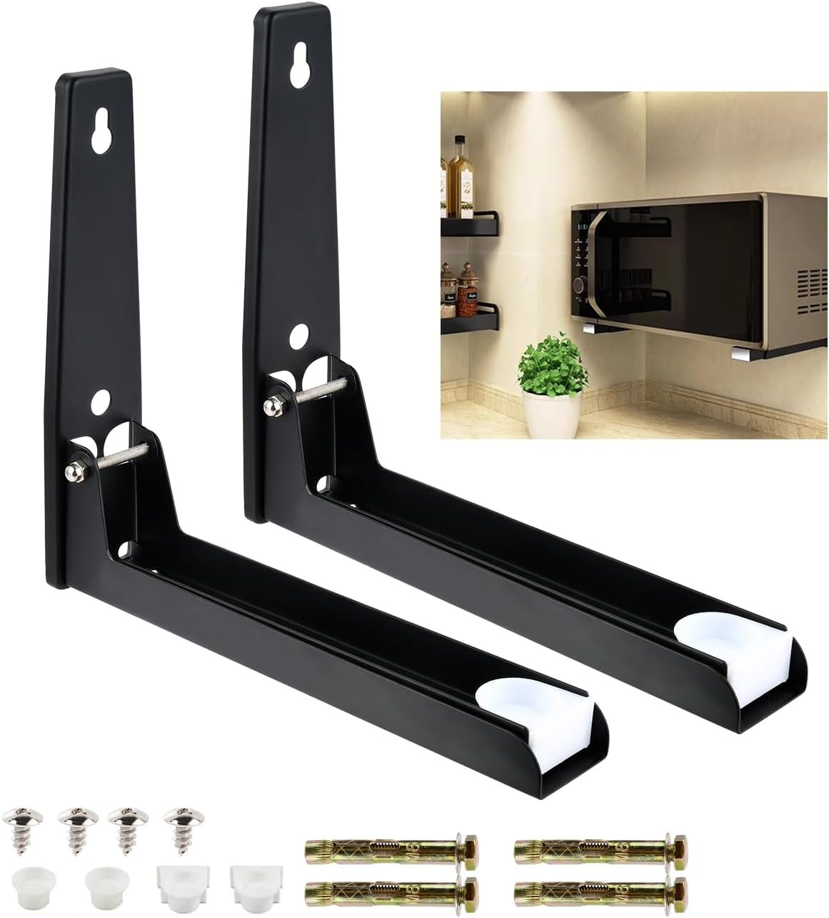 2 Staffe Microonde Parete Regolabili | Supporto Universale Estensibile