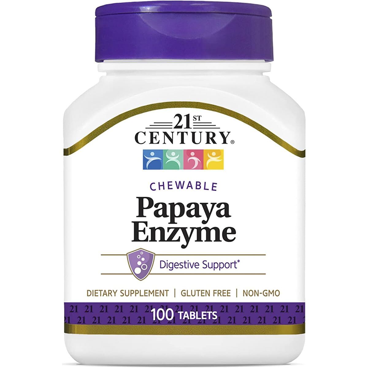 21st Century Papaya Enzyme Chewable Tablets, Tropical, 100 Count