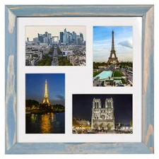 4x6 Multiple Wood Collage Picture Frame with 4 Openings. Barnwood Rustic Panel