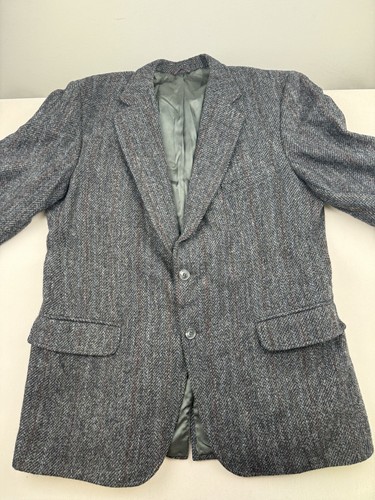 Harris Tweed Mens Coat Jacket Size 42 Gray Handwoven 100% Pure Scottish Wool USA - Picture 3 of 21