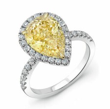 2 Carat Pear Cut Lab Created Yellow Citrine And White CZ Women's Engagement Ring