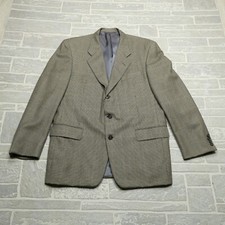 Hickey Freeman Blazer Suit Coat Size 43R Gray Wool Houndstooth 3 Button