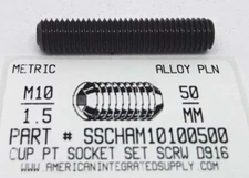 M10-1.50X50MM HEX SOCKET SET SCREWS CUP POINT ALLOY STEEL BLACK (5)
