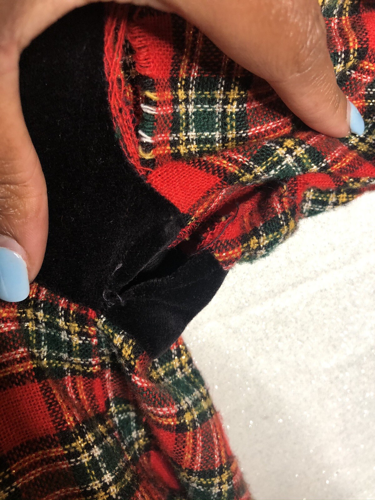 Abito a quadri in tartan natalizio per bambina vintage YSL Saint Laurent polso scritto. Difettoso