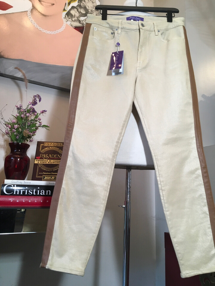 Ralph Lauren Cotton Leather Trim Tuxedo Jeans 2676-5-101020 image 3