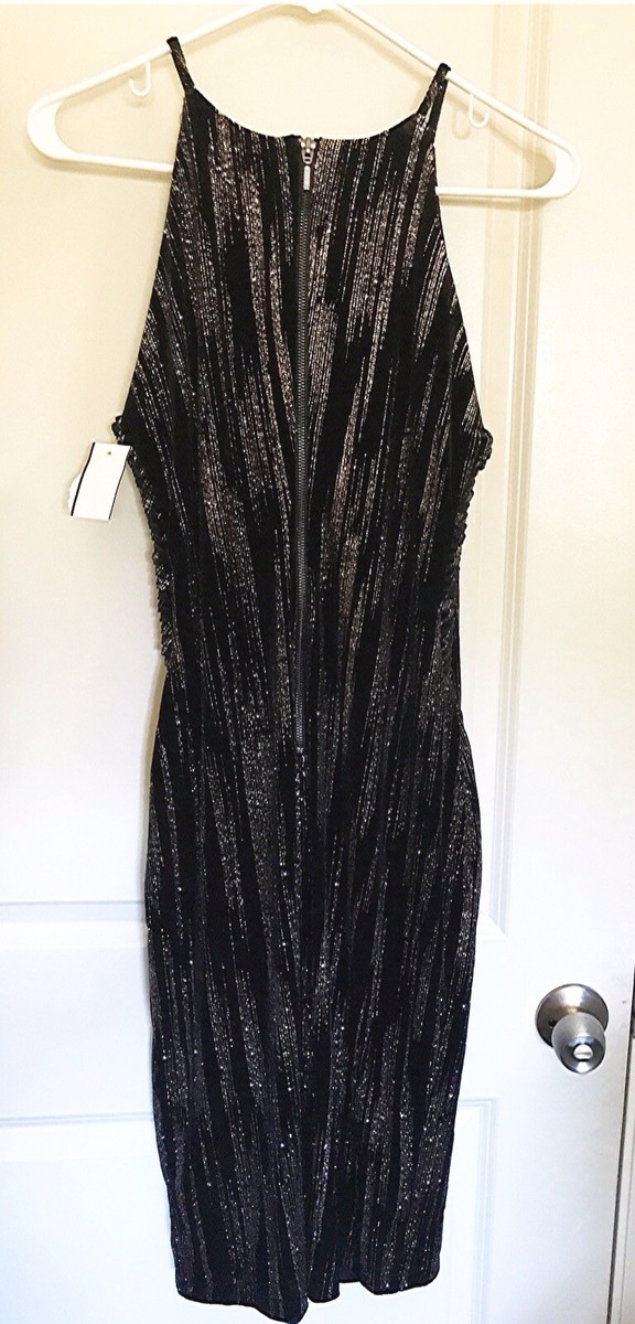 Women's Premier Amour Black and Gold Sleeveless Little Black Dress Size 12
