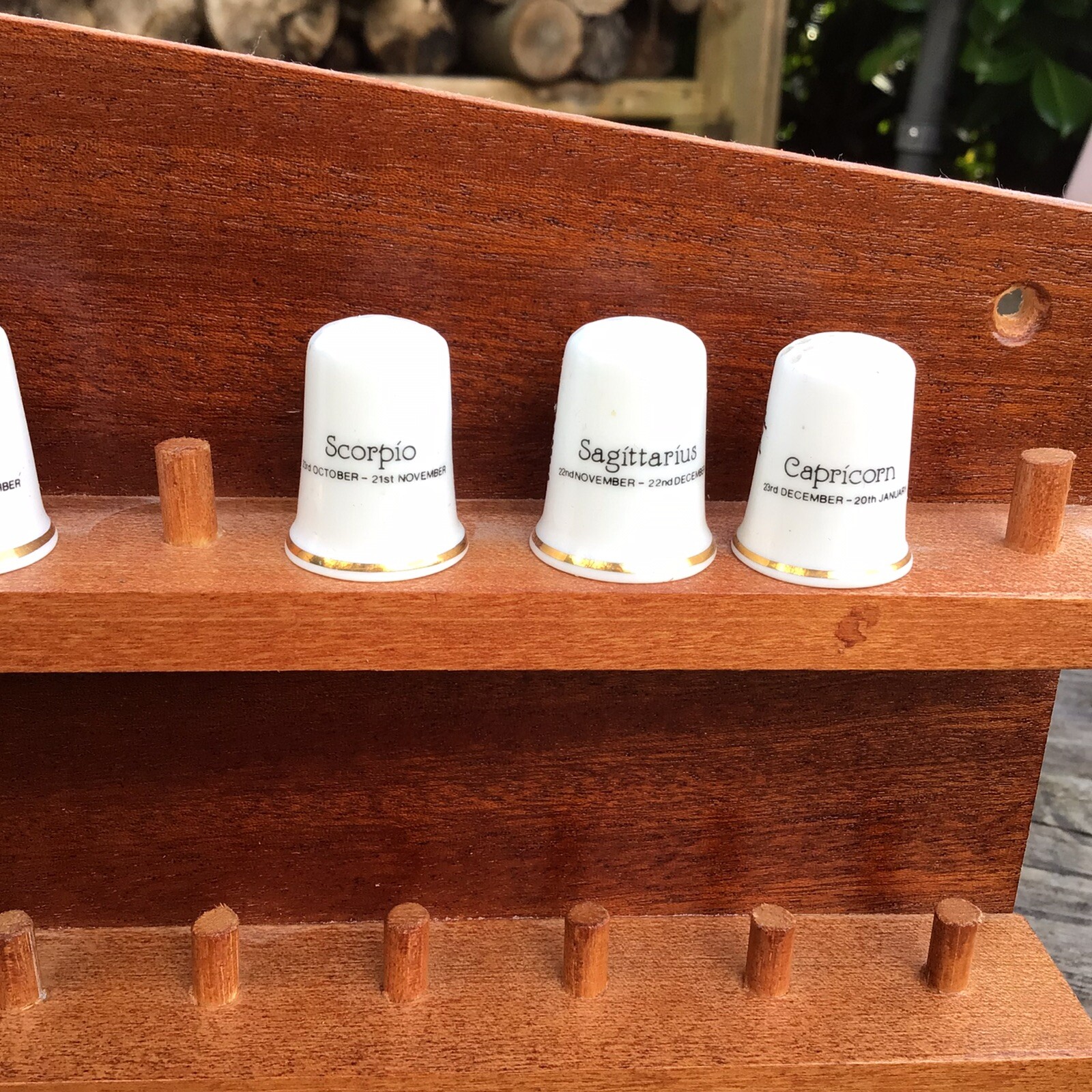 9 Vintage Birchcroft China Zodiac Thimbles - Missing 3