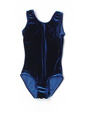 Girl Perfect Balance Child Navy Blue Velour Gymnastic Leotard Size 4/5