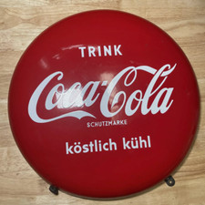 RARE 1970-80’s Austrian Coca-Cola 16” Dia Dome Metal Porcelain Sign Austria NOS
