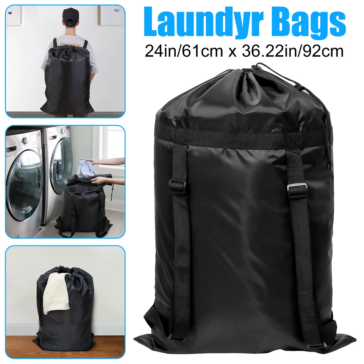 Laundry Napsack NWOT Foldable Nylon Laundry Hamper, Black main image 4