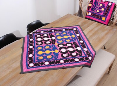 Suzani Uzbek Embroidered Table Cover 3.08' x 3.08' VINTAGE FAST Shipment 15579