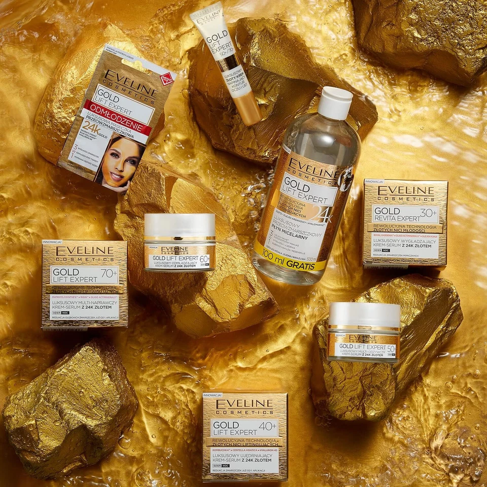 EVELINE Gold Lift Expert 3in1 Luxury Anti-Wrinkle Face Mask 24K Gold 7ml *NEW* - Image 2 of 4