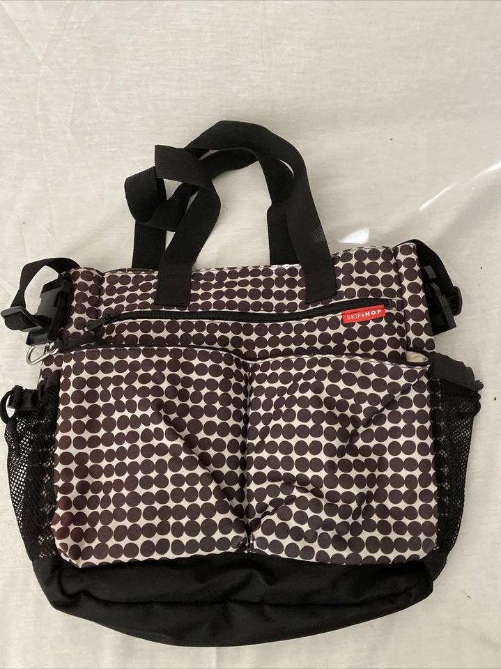 Skip Hop Duo Signature Diaper Bag Brown Geometric Design Stroller Straps Zip Up - Image 2 of 4