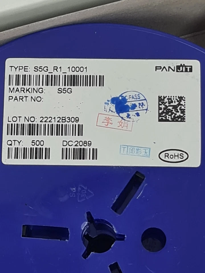 LOTE DE 3 carretes de 500 piezas rectificadores PANJIT S5G_R1_10001 400V - 7500 unidades 2089 Foto 2 de 2