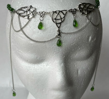 Celtic  tiara crowns unisex circlet diadem silver and green fully adjustable