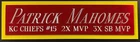 PATRICK MAHOMES KANSAS CITY CHIEFS NAMEPLATE AUTOGRAPHED Signed FOOTBALL JERSEY
