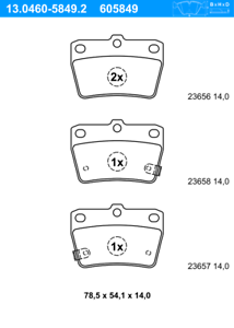 4 ATE Bremsbeläge Bremsbelagsatz Klötze hinten Toyota RAV 4 II // 13.0460-5849.2