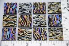 0100.RI71- 12 PCS IRID BLACK GRANITE RIPPLE TEXTURE 1"x 1" BULLSEYE GLASS 90 COE
