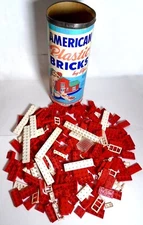 Vintage American Plastic Bricks by Elgo - Canister + 207 Pieces