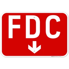 FDC Down Arrow Sign, Red Background,