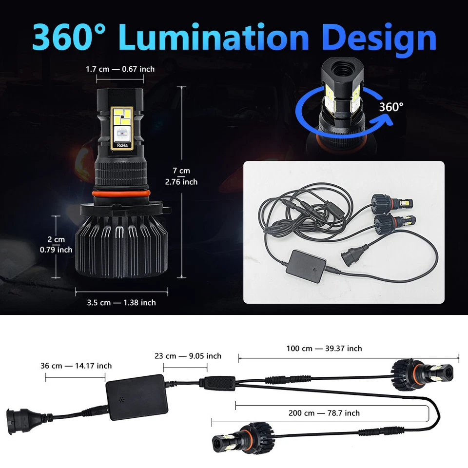 2Pcs 9006 HB4 LED Car Headlight Bulb RGB Auto Fog Light APP Control Waterproof - Изображение 2 из 4
