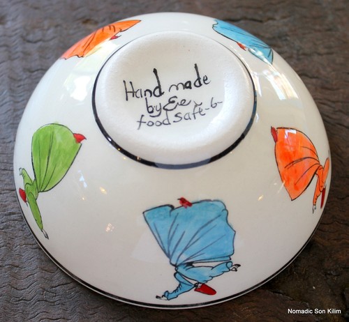 Turkish ceramic bowl (handmade, handpainted, food safe) 12cm SUFI Whirling Dervi - Picture 2 of 3