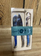 Set Of 3 FRENCH HOME Laguiole Cheese Knife, Spreader Cleaver Blue/Brown New
