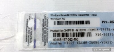 Microsoft P71-06317 Windows Server 2008 R2 DataCenter Lizenz, Key, 1 CPU, LESEN