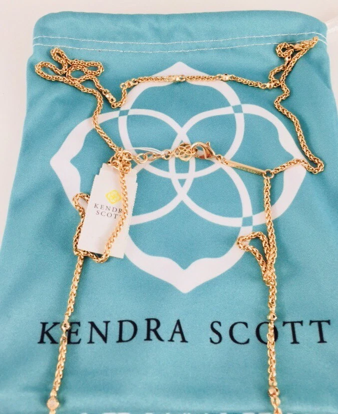 ¡Nuevo! Collar Kendra Scott Monique Lariat Chapado en Oro Rosa 14k y Pirita $120 Foto 4 de 4