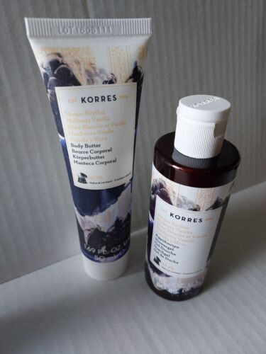 Korres 2 Piece Set ~ Mulberry Vanilla Shower Gel and Body Butter ~ New & Sealed - Picture 1 of 2