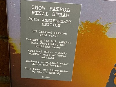 SNOW PATROL - Final Straw, Ltd Import 20th Ann 2LP GOLD COLOR