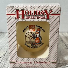 Home Depot Christmas Ball Ornament 2006 “Happy Holidays” Made In The USA Penguin