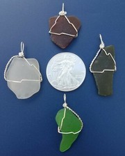 Seaglass Pendant Sterling Silver wire wrapped Genuine Found Seaglass. Ocean gems