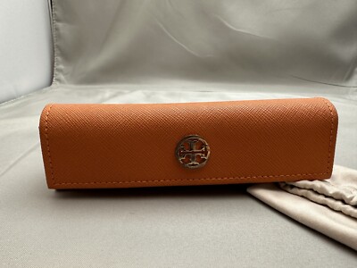 Tory Burch Coral Leather Eyeglass Case With Cleaning Cloth  display picture 2