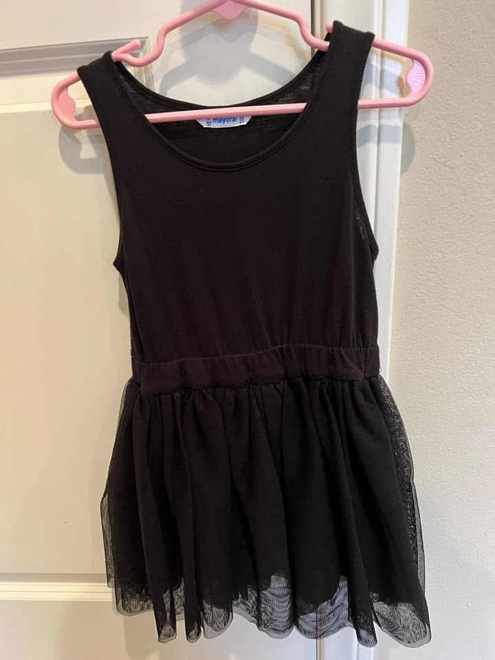 Mayoral Girls Long Sleeves Top With “Tutu” Dress Size 4 - Bright Pink & Black - Image 4 of 4