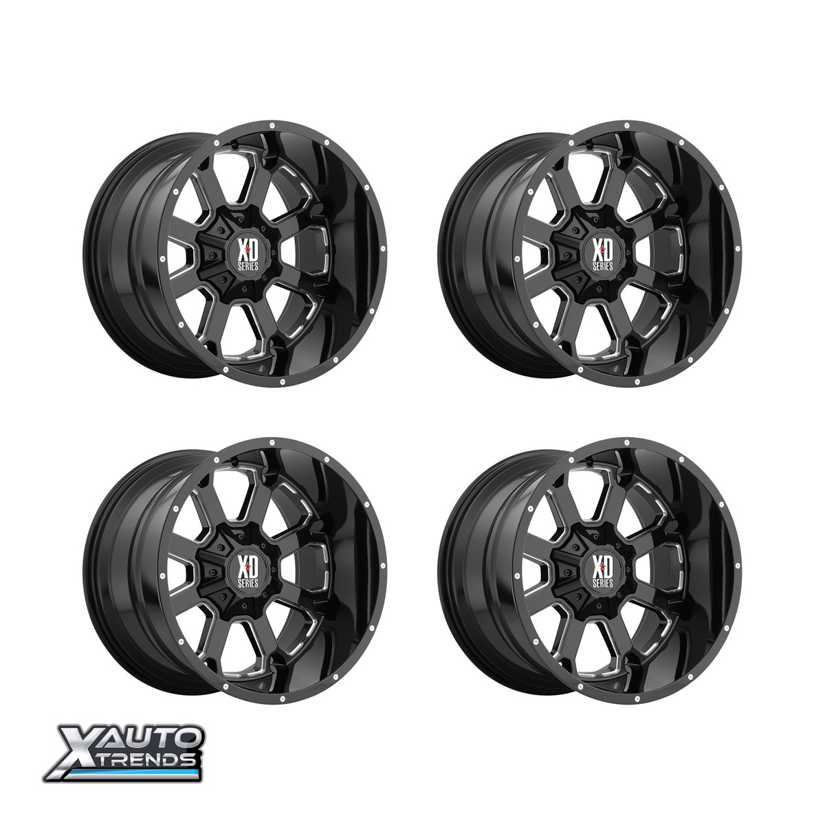 XD Series XD825 Buck 25 Gloss Black Milled 20X9 8X165.1 00mm (Set
